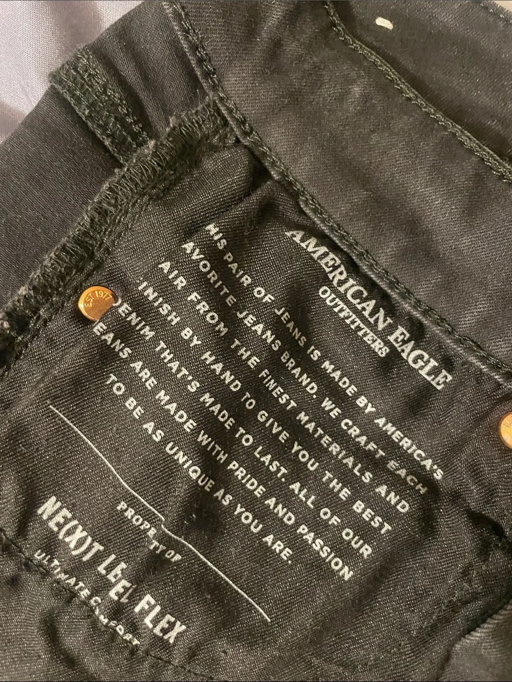 American Eagle Black Frayed Hem Denim Shorts